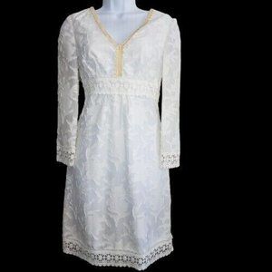 SOLD - Women's White Lace MICHAEL KORS Dress Lined Long Sleeve Size 2